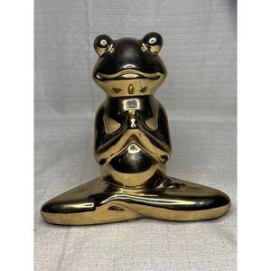 Gold Ceramic Frog Statue Yoga Pose Figurine Decor Zen Meditation Relax Cute Gift